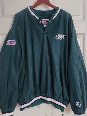 Vintage Philadelphia Eagles Starter Jacket Men's XL Green Pullover Pro Line 90s